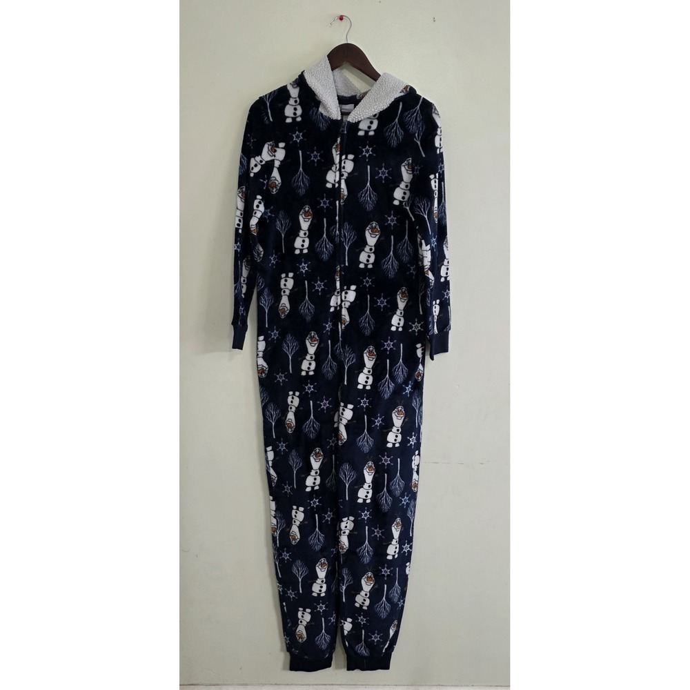 Disney Womens Large (12-14) Frozen Olaf One Piece Pajamas Costume Christmas Elsa